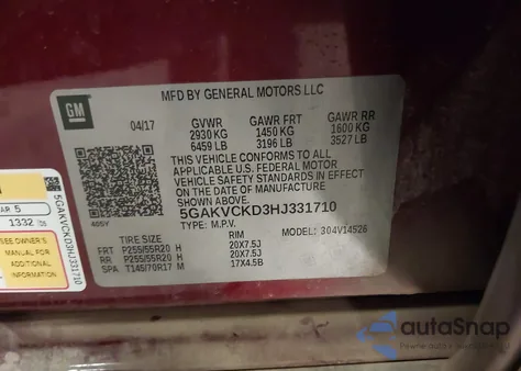 2017 Buick Enclave Premium из США, поврежденный, VIN 5GAKVCKD3HJ331710